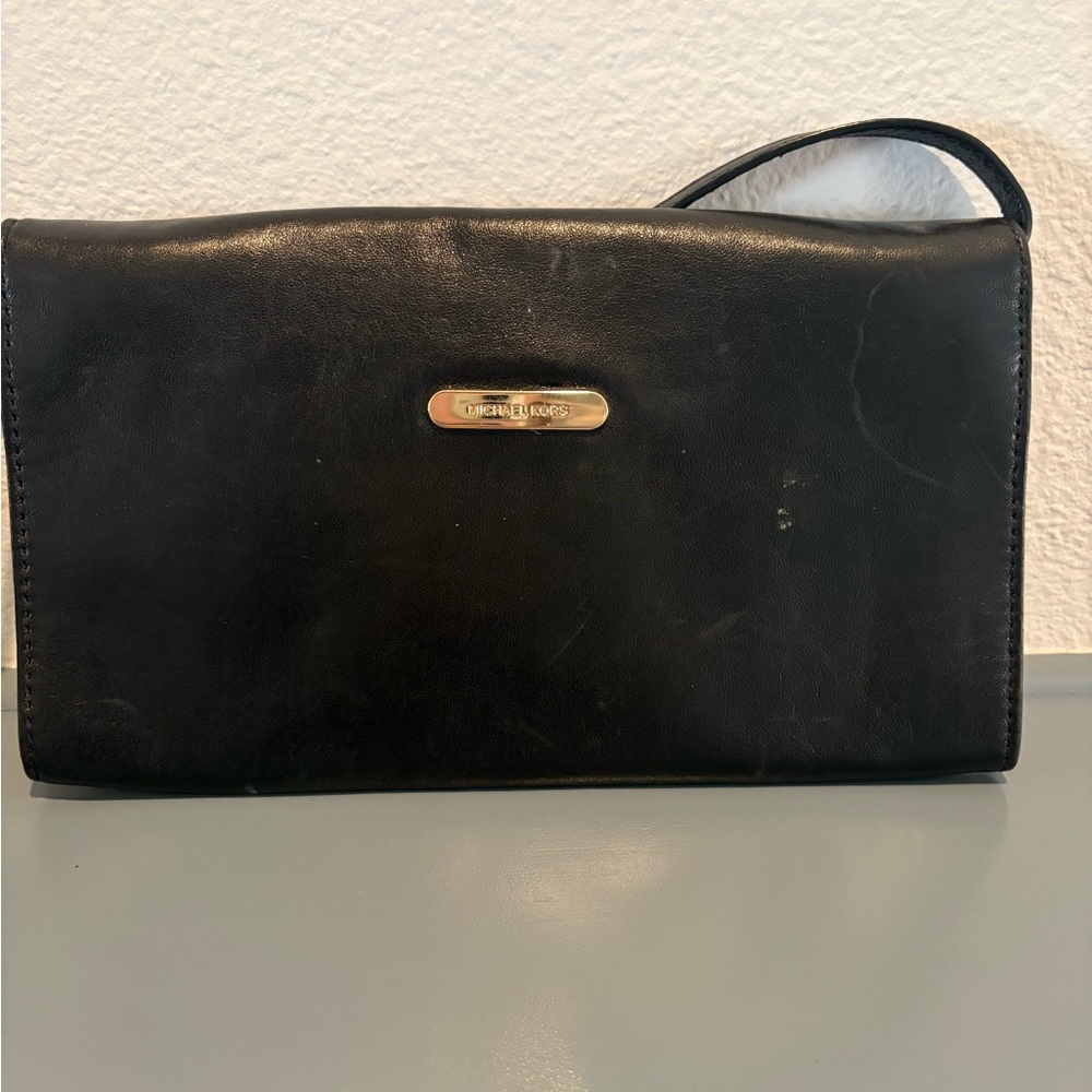 Michael Kors Black Clutch with Gold Hardware - Picture 2 of 3